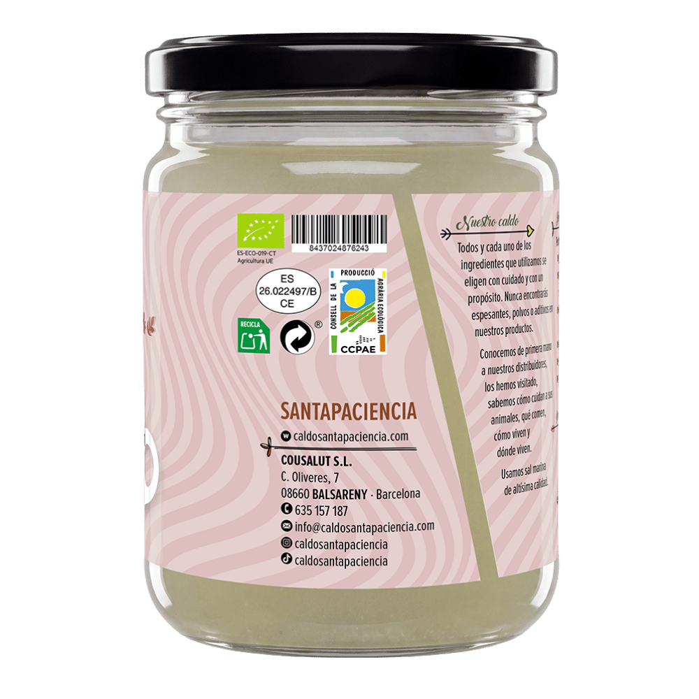 BROU D'OSSOS ECOLÒGICS DE POLLASTRE I DE PASTURA EN POT DE VIDRE – FRESC I SENSE PASTEURITZAR - 400 ML - Imatge 3